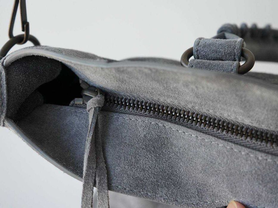 Сумка Balenciaga 1:1 Le City Bag з натуральноi замшi сiра 38см