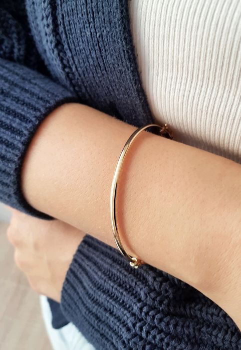 Złota bransoletka gładka bangle zapinana sztywna pr 585