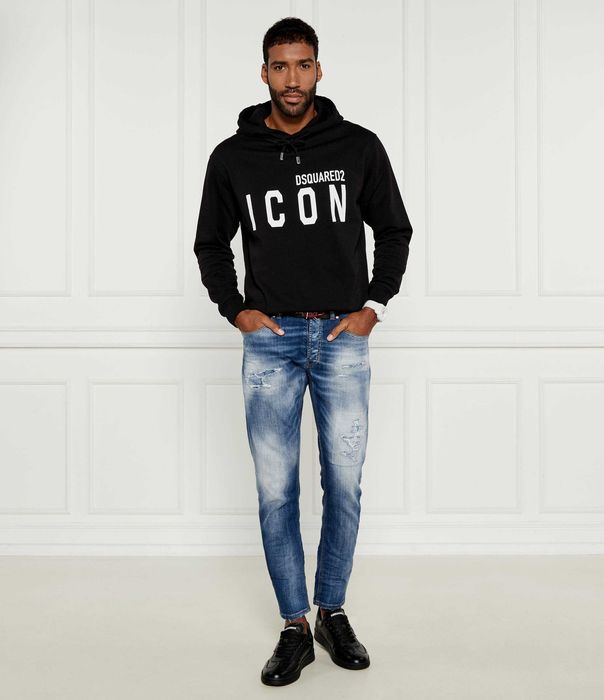 Dsquared2 bluza z kapturem czarna ICON oryginal Regular Fit rozmiar XL