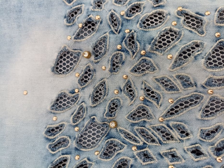 Spodnie z dziurami damskie jeansowe rurki unikat 36 S jeansy dżinsy