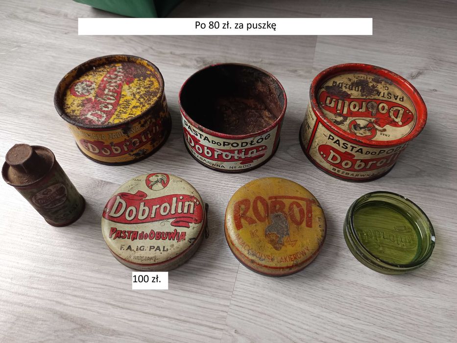 Stare opakowanie Puszka przedwojenna Pasta Buty Dobrolin