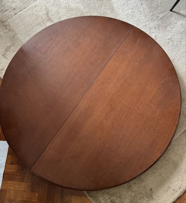 Drewniany blat do stołu rozkładanego – lite drewno okrągły 118 cm