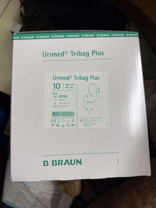 10 sterylnych worków na mocz na nogę Urimed Tribag Plus (pojemność 800 ml,