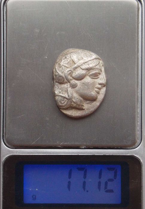 Тетрадрахма. Аттика, Афіни. (Близько 454-404 рр. до н. е.).