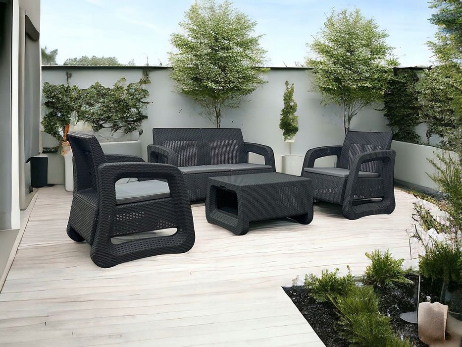 Nowe Meble ogrodowe Tarasowe komplet WYPOCZYNKOWY technorattan SZARY