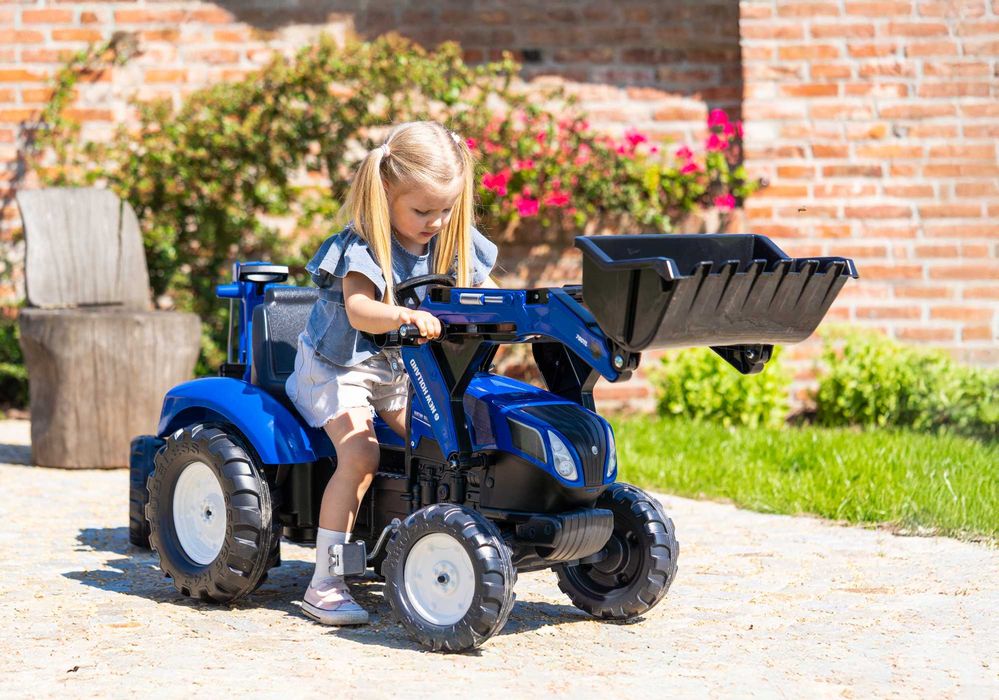 OGROMNY ciągnik FALK traktor na pedały NEW HOLLAND 3-7 3090Y KOPARKA