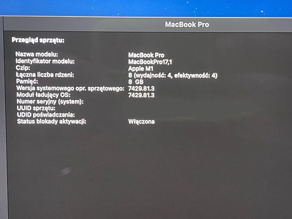 MacBook Pro 13” M1 2020–Bateria 97% | 72 cykle | Bardzo zadbany