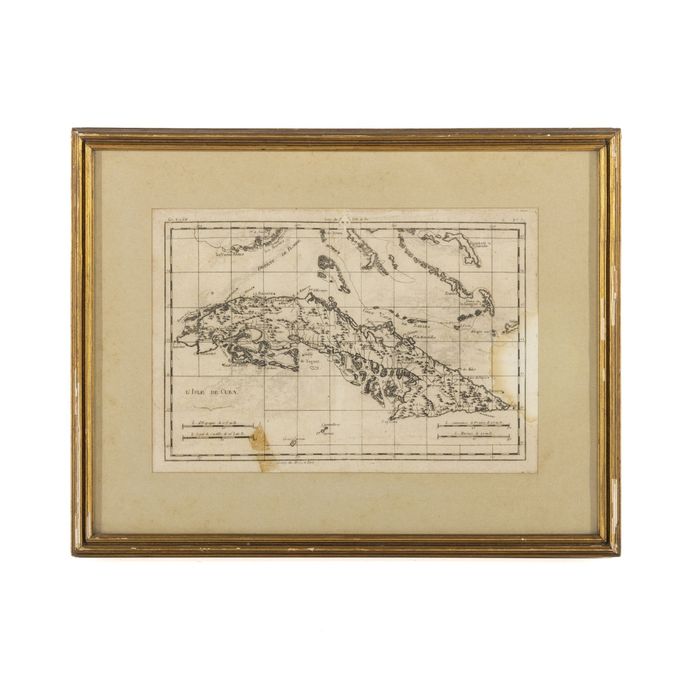 Mapa da Ilha de Cuba - Rigobert Bonne - Ano 1780