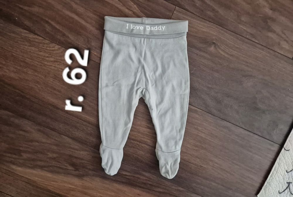 Półśpiochy miętowe r. 62 legginsy spodenki I love daddy
