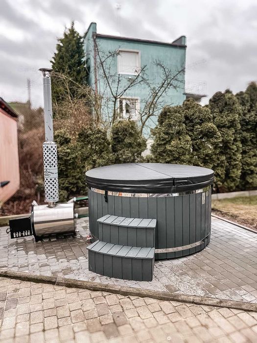 Balia ogrodowa 8 os. | Piec 35kW | Hydromasaż + Aeromasaż | LED
