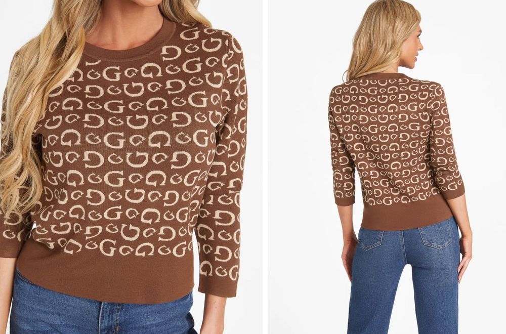 Guess sweter brazowy w logo roz L