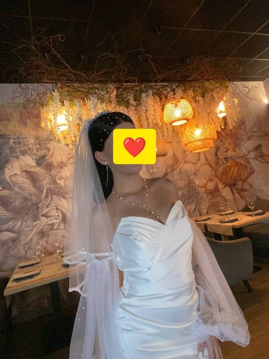 Свадебное платье с рукавами ,размер S