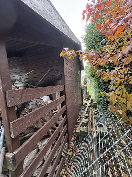 Drewniana altana, domek ogrodowy na narzędzia