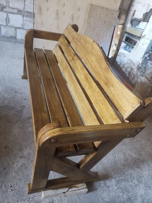 Ławka dębowa ogrodowa z oparciem