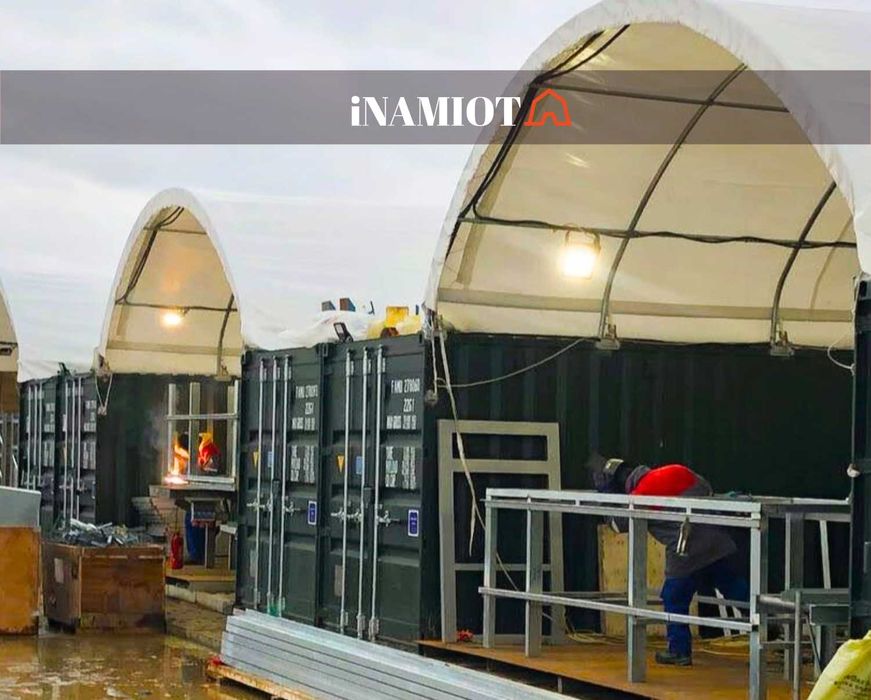 Zadaszenie kontenerowe 6x6 m namiot budowlany kontenery wiata hala