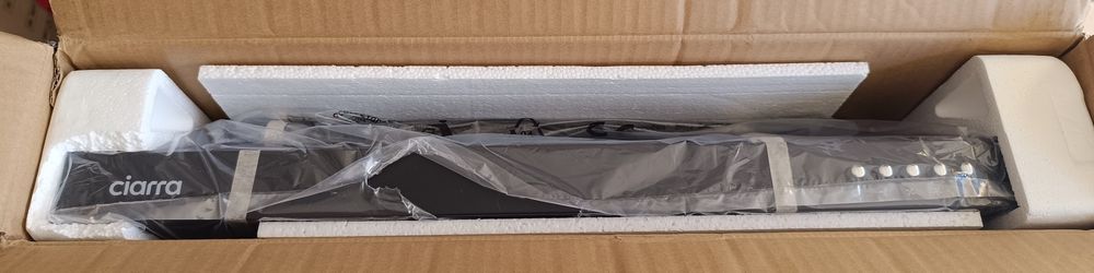 Exaustor Ciarra 60cm Classe A
- Design moderno em preto.
- Filtros metálicos laváveis.
- Il