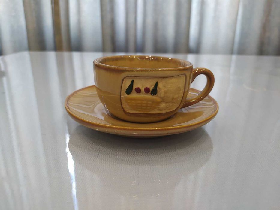 Кофейный набор 6 чашек с блюдцами и подставкой