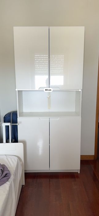 Roupeiro com 2 portas, branco, 82x37x182