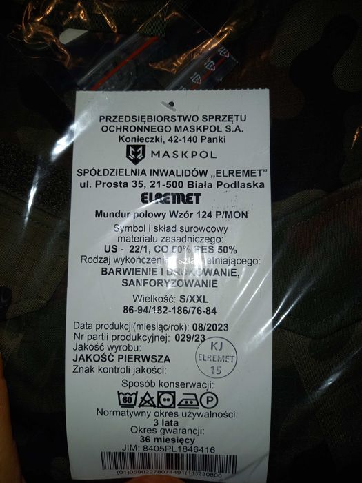 Mundur polowy wzór 124 P/MON S/XXL