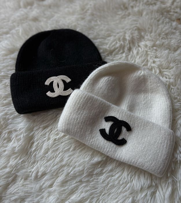 Трендов шапка жіноча шанель біла,чорна, шапка женская шанель