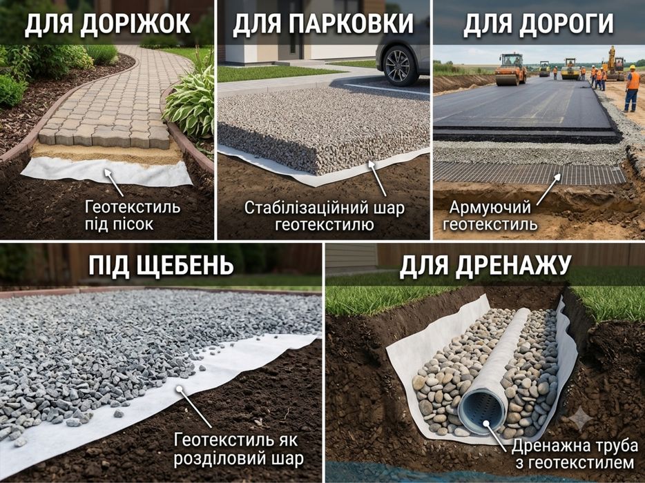 Геотекстиль термофіксований 200 г/м² — 20 м²