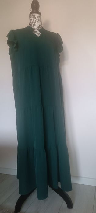 Sukienka długa , zieleń butelkowa