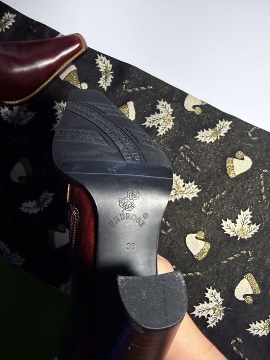 Шкіряні жіночі чоботи 36 | натуральна шкіра | бордові вінтаж