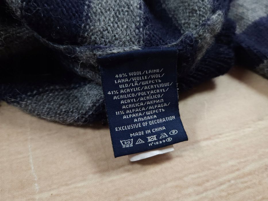RALPH LAUREN Jeans Company Sweter Wełna Alpaka w Paski Logo r. M