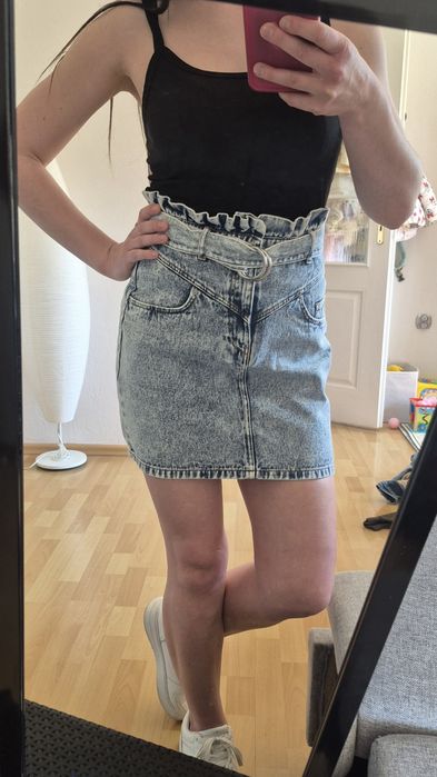 Spódnica jeansowa z wysokim stanem  H&M, rozmiar S