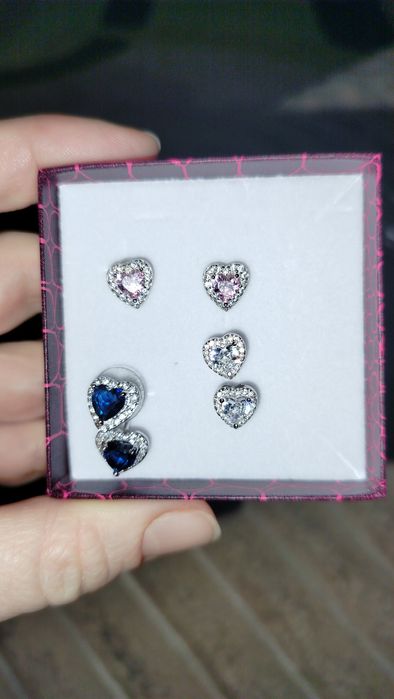 Серьги сердечки серебро 925