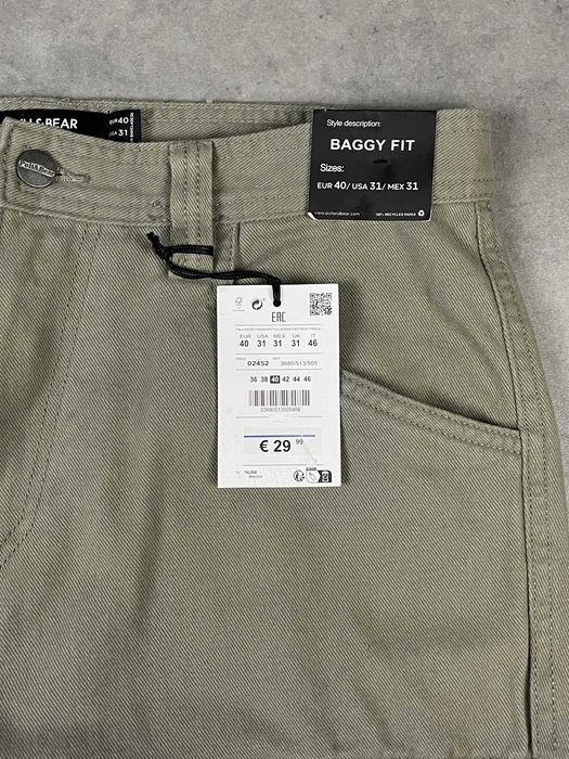 Штани карго PULL&BEAR Baggy Fit (M) Чоловічі Широкі Мішкуваті Хакі На Осінь Нові