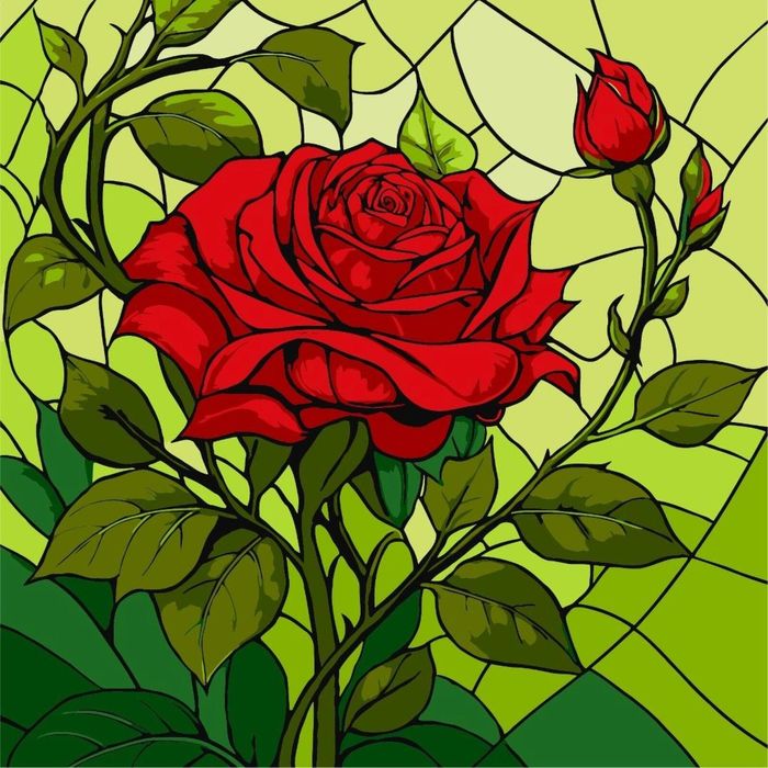 Malowanie po numerach - Witraż. Róża 30x30cm Ideyka ,300x15 mm