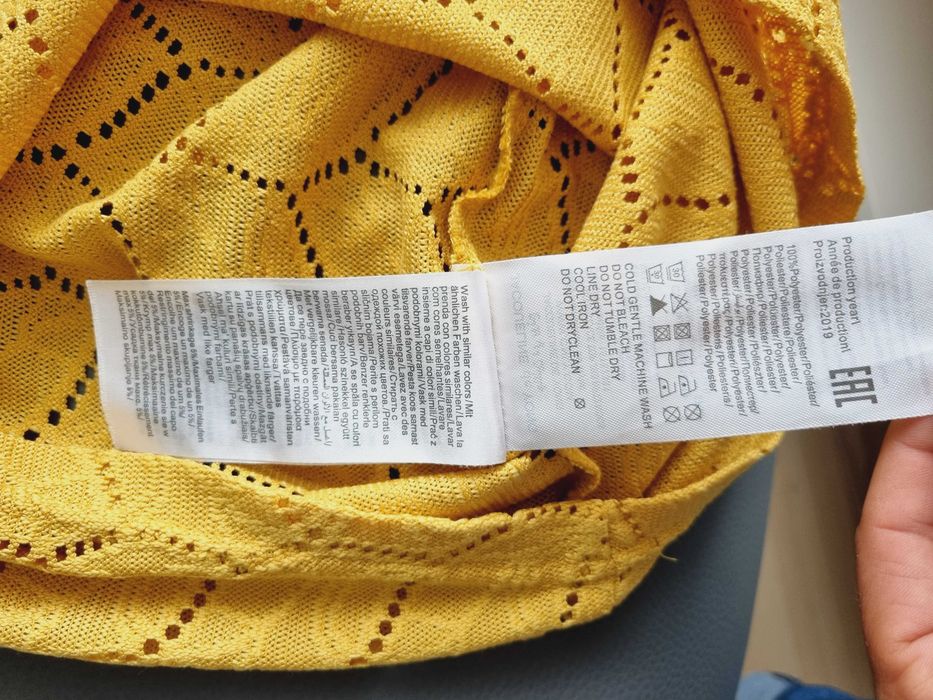 Bluzka elegancka letnia ażurowa koronka 38 M żółta moda wakacje