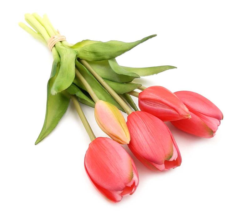 Tulipan sztuczny tulipany silikonowe bukiet 5 sztuk RÓŻOWY