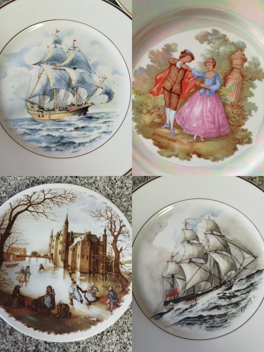 Pratos coleccionáveis de porcelana antigos, Clippers, Jean-Honoré...