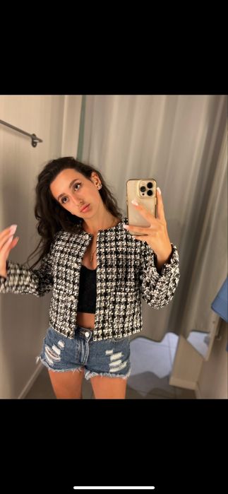 Піджак чорно-білий xs H&M