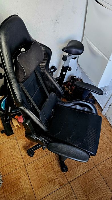 Cadeira gaming lovit wave blk edit couro + carbono pvc