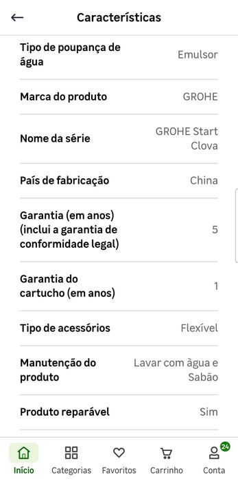 Torneira Lavatório Grohe Start Clova XL Cano Alto NOVO