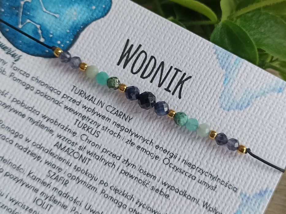 Wodnik bransoletka na szczęście, kamienie amulet