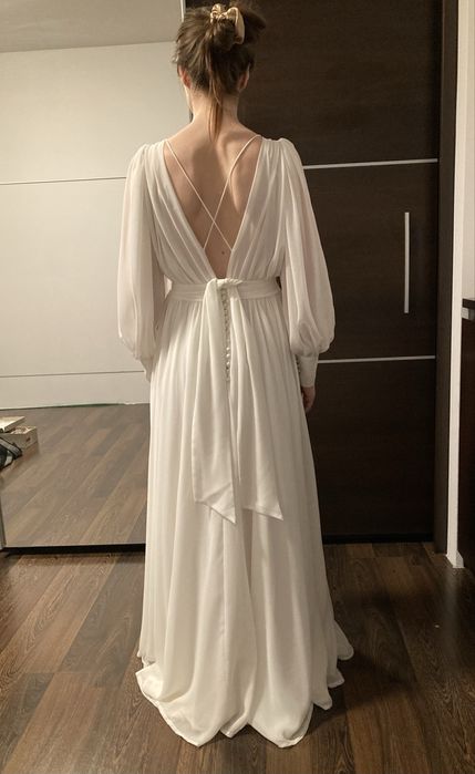 Suknia ślubna boho z długim rękawem