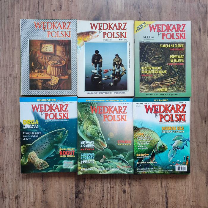 Duża paka RETRO PRL magazynów wędkarskich