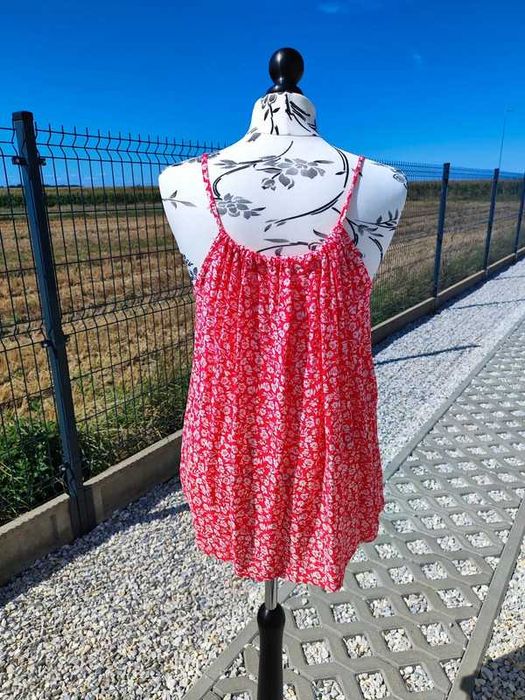 Bluzka na ramiączkach czerwona biała wzory oversize 42 XL