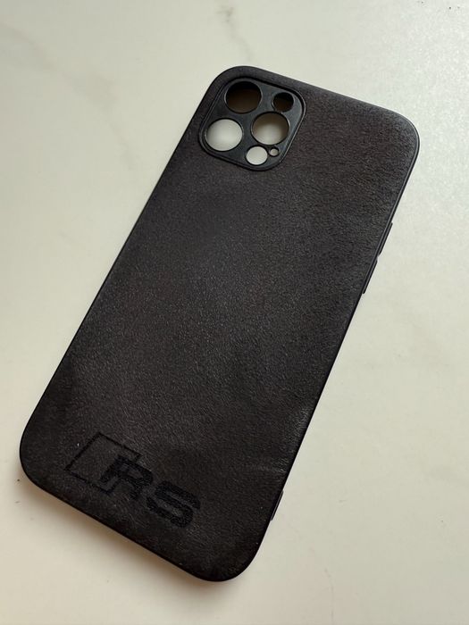 Case etui zamszowe czarne Audi RS iPhone 12 pro