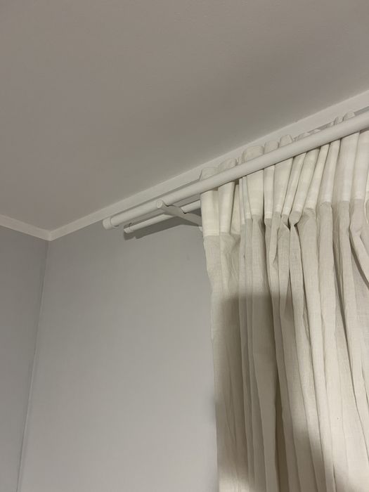 Karnisz 180 cm podwójny biały IKEA na firany i zasłony wspirniki ścienny