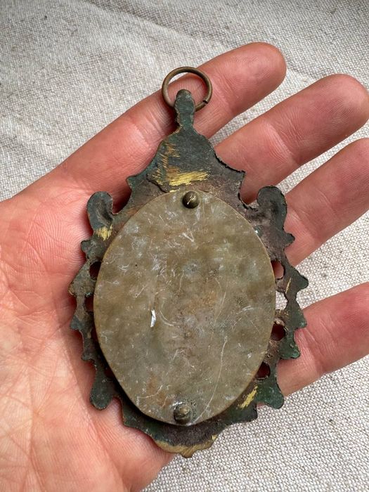 Miniatura Portret Rococo XVlll wiek Brąz