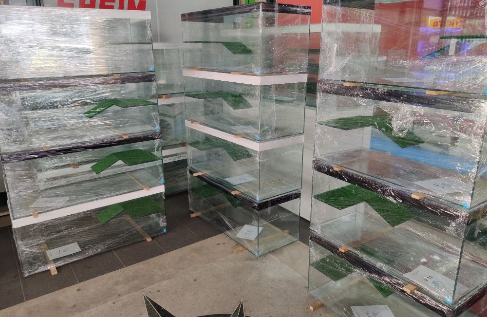 Aquário Tartarugueira 80 x 40 x 40 c/ plataforma e tampas