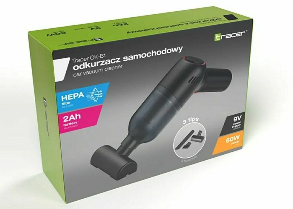 Odkurzacz samochodowy akumulatorowy bezprzewodowy mocny solidny Tracer