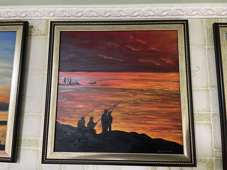 «Нічна рибалка» Модульна картина (триптих art) painting