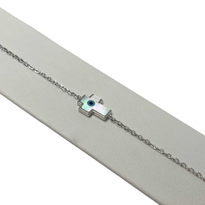 Delikatna srebrna bransoletka z krzyżykiem |  próba 925 |  16-19cm