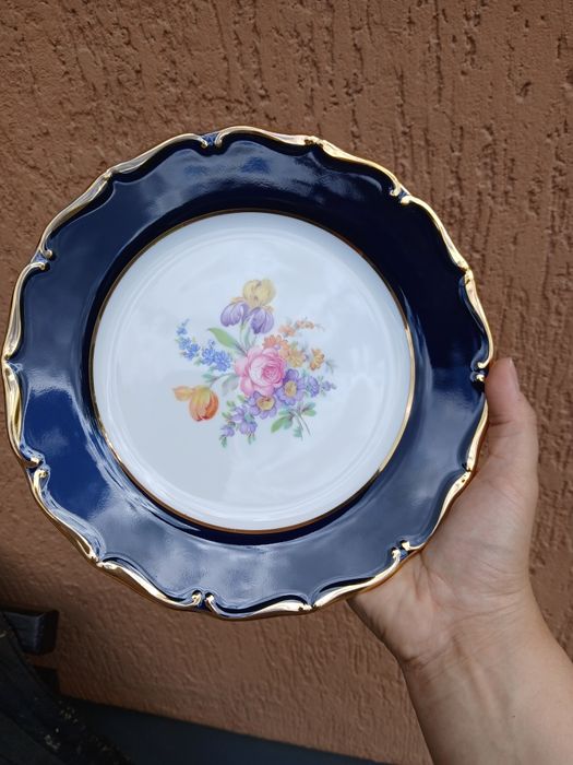 Тарілки столовий кобальт позолота Іриси Чехія фарфор